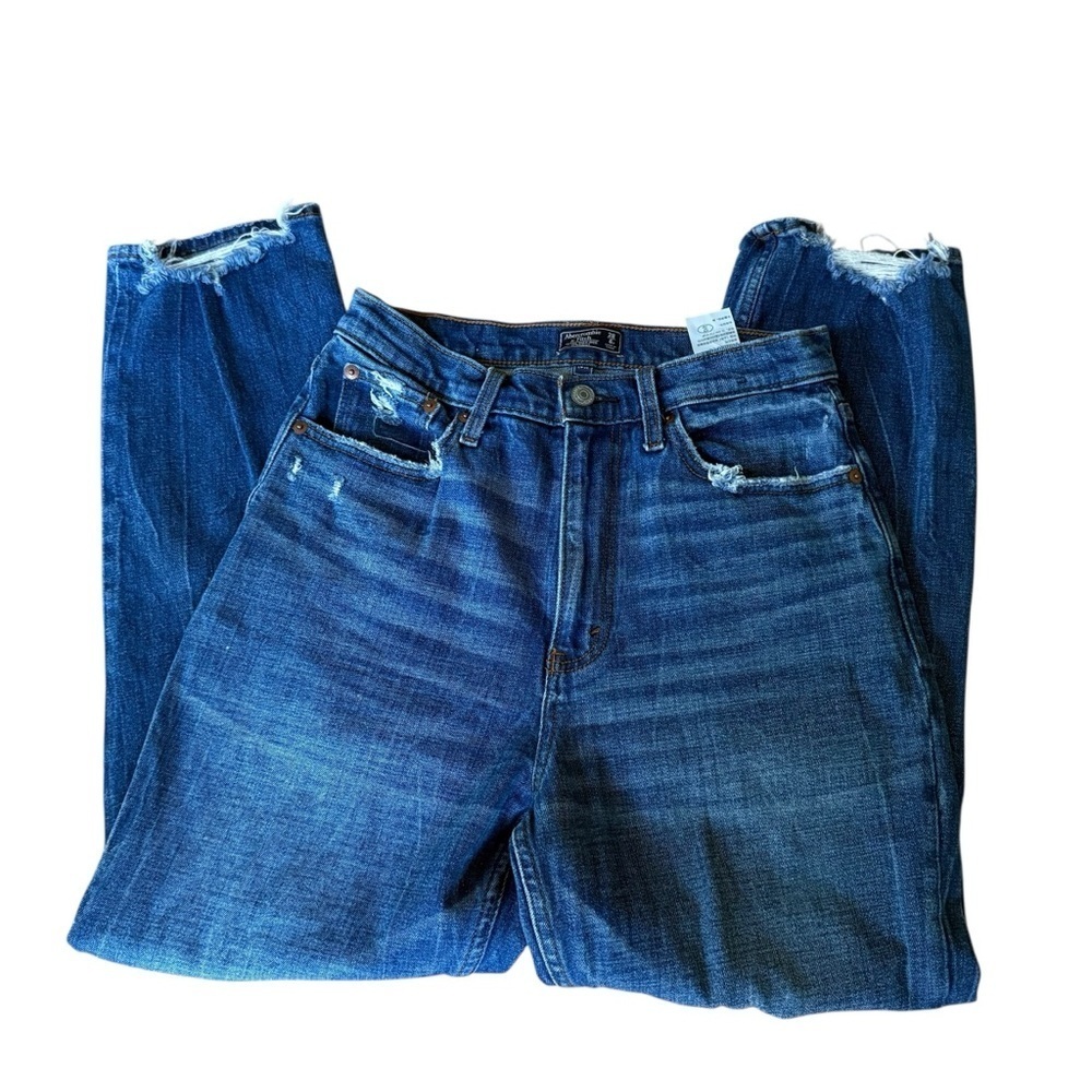 Abercrombie Curve Love Ultra High Rise Straight Jeans Women’s 28/6R distressed - Picture 2 of 10
